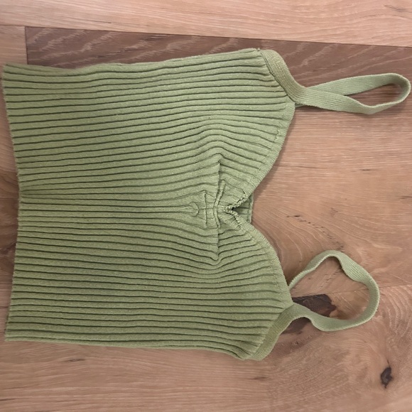 Green Ribbed Crop Top - Picture 1 of 3